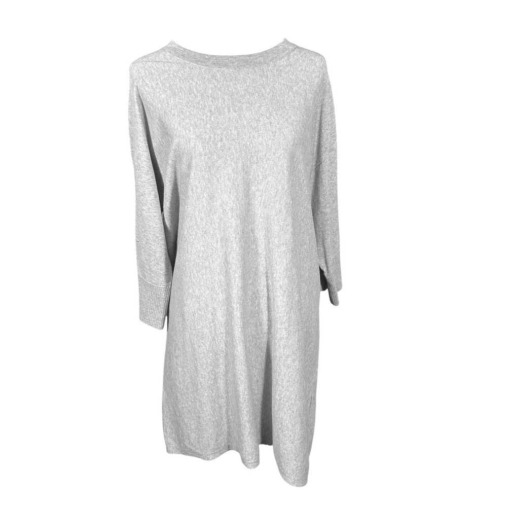 Eileen Fisher Sweater Dress Women Medium Gray Organic Cotton Knit Long Sleeve - Picture 1 of 9